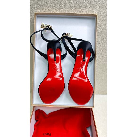 Christian Louboutin Goldie Joli 100 Embellished Satin Heels - Women's NWT US 7 - Picture 8 of 12